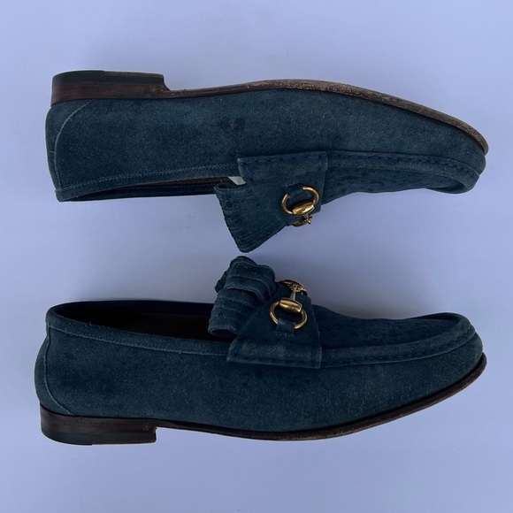 Gucci Blue Suede Horsebit Men’s Loafers 353014 - Picture 7 of 15